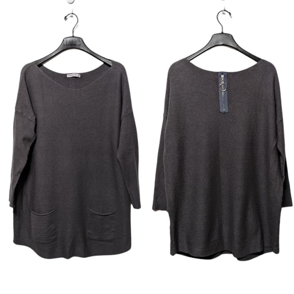 ANGELA MARA Lagenlook Knit Pocket Tunic Oversized Sweater S - Picture 9 of 9